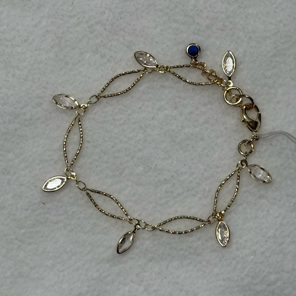 Borrowed & Blue Delicate Linear Line Bracelet with Cubic Zirconia Stones - NWT